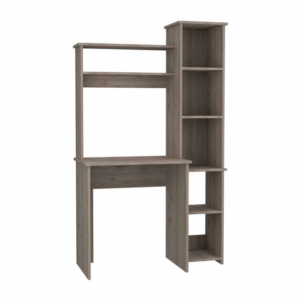 HomeRoots 39" Light Gray Wood Writing Desk & Bookshelf Set - Stylish Workspace Solution for Home Office & Decor 535145
