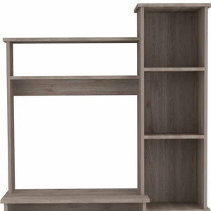 HomeRoots 39" Light Gray Wood Writing Desk & Bookshelf Set - Stylish Workspace Solution for Home Office & Decor 535145