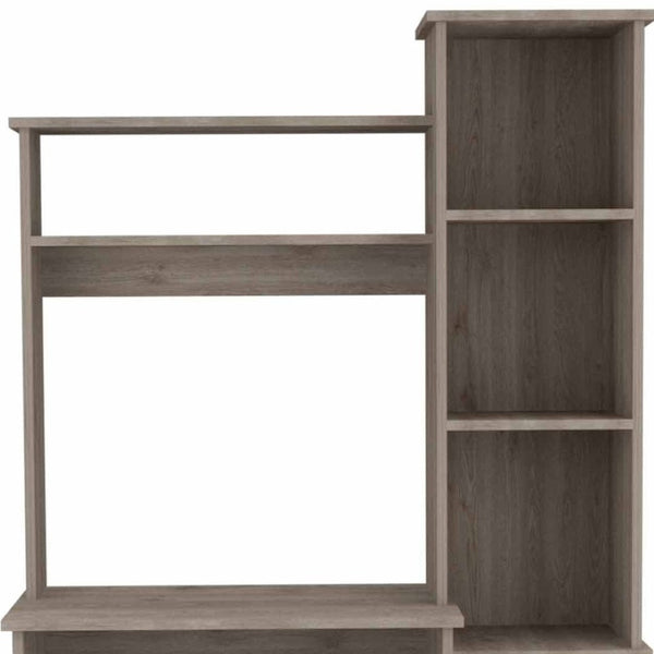 HomeRoots 39" Light Gray Wood Writing Desk & Bookshelf Set - Stylish Workspace Solution for Home Office & Decor 535145