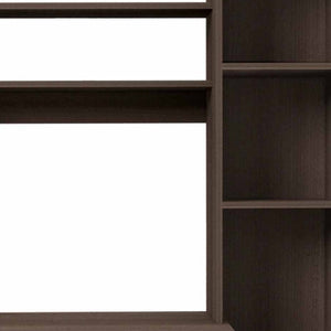 HomeRoots 39" Dark Brown Wood Writing Desk and Bookshelf Set - Stylish Workspace Solution with Open Shelving 535146