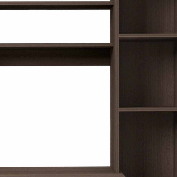 HomeRoots 39" Dark Brown Wood Writing Desk and Bookshelf Set - Stylish Workspace Solution with Open Shelving 535146