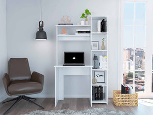 HomeRoots 39" White Wood Writing Desk and Bookshelf Set – Timeless Style, Spacious Storage, Perfect for Home Office 535147