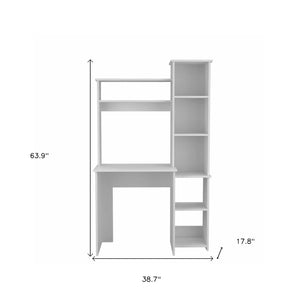 HomeRoots 39" White Wood Writing Desk and Bookshelf Set – Timeless Style, Spacious Storage, Perfect for Home Office 535147