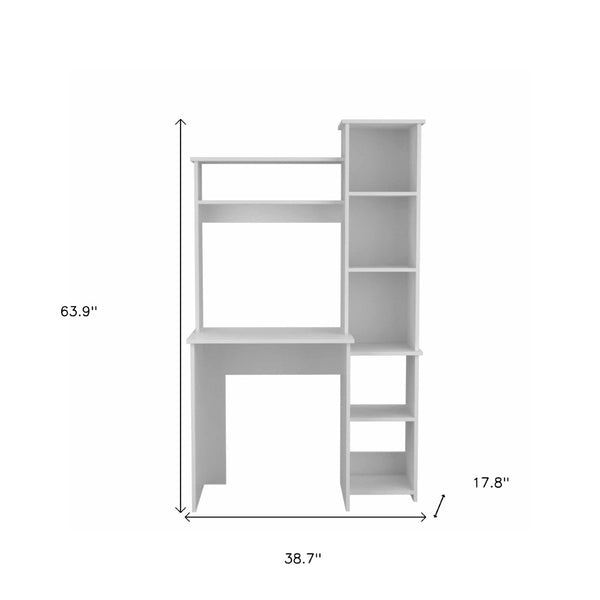 HomeRoots 39" White Wood Writing Desk and Bookshelf Set – Timeless Style, Spacious Storage, Perfect for Home Office 535147