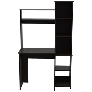 HomeRoots 40" Black Wood Writing Desk and Bookshelf Set – Stylish Workspace with Storage Solutions for Home 535148