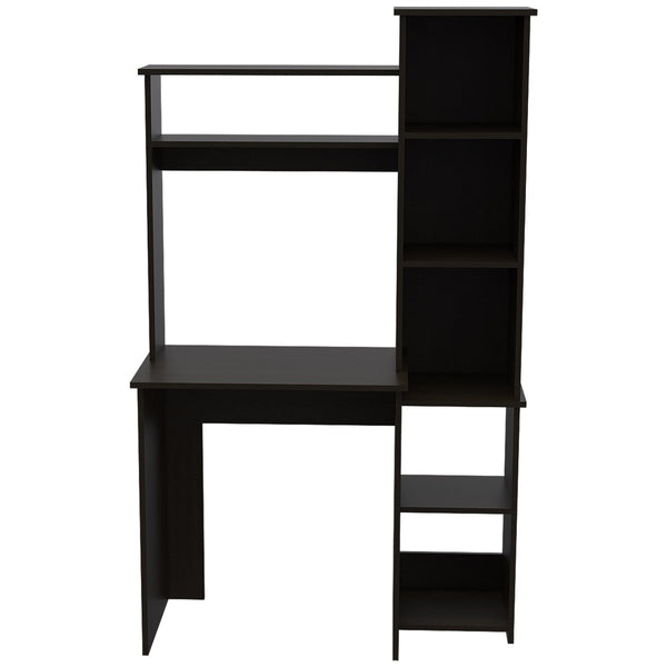 HomeRoots 40" Black Wood Writing Desk and Bookshelf Set – Stylish Workspace with Storage Solutions for Home 535148
