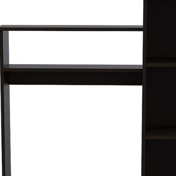HomeRoots 40" Black Wood Writing Desk and Bookshelf Set – Stylish Workspace with Storage Solutions for Home 535148