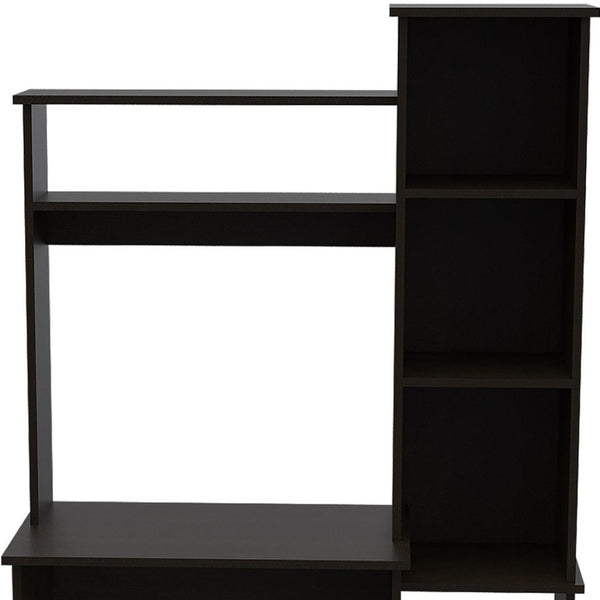HomeRoots 40" Black Wood Writing Desk and Bookshelf Set – Stylish Workspace with Storage Solutions for Home 535148