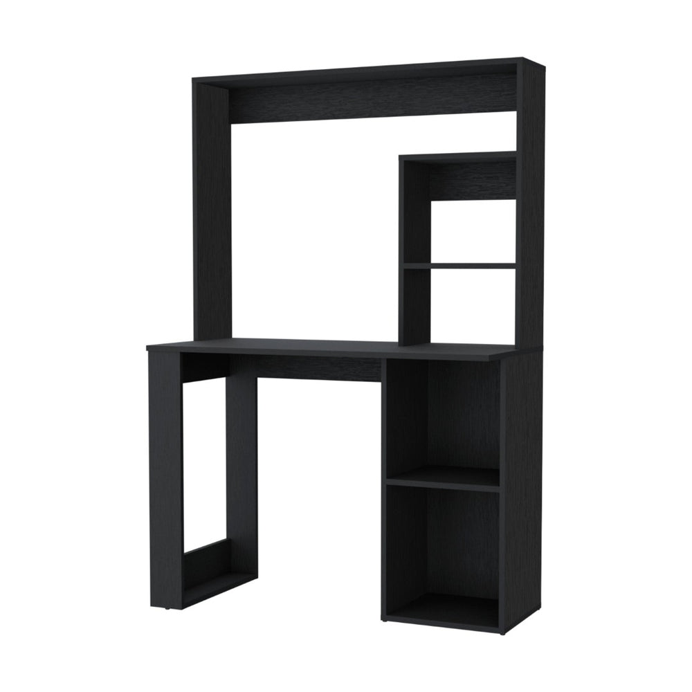 HomeRoots 39" Black Computer Desk – Modern Ergonomic Design with Integrated Storage for Home Office Efficiency 535150