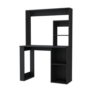 HomeRoots 39" Black Computer Desk – Modern Ergonomic Design with Integrated Storage for Home Office Efficiency 535150