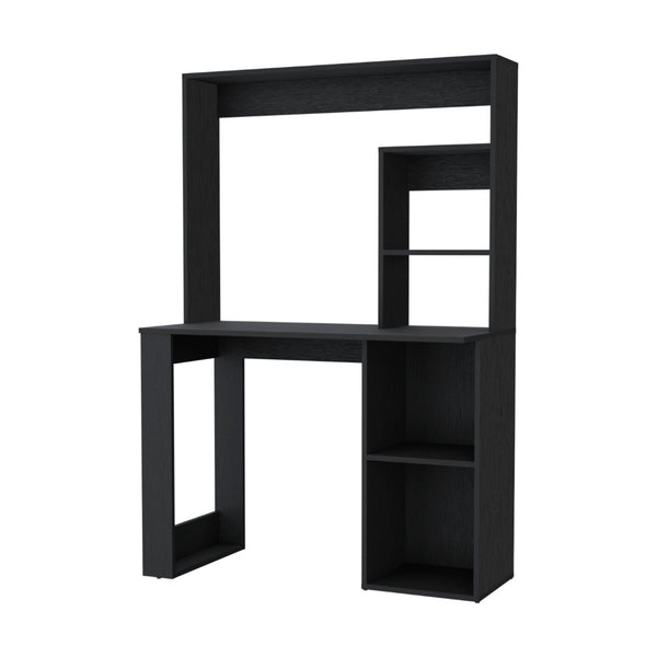 HomeRoots 39" Black Computer Desk – Modern Ergonomic Design with Integrated Storage for Home Office Efficiency 535150