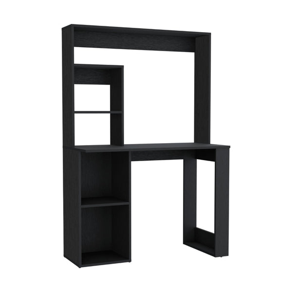 HomeRoots 39" Black Computer Desk – Modern Ergonomic Design with Integrated Storage for Home Office Efficiency 535150