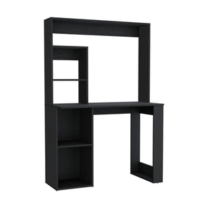HomeRoots 39" Black Computer Desk – Modern Ergonomic Design with Integrated Storage for Home Office Efficiency 535150