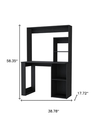 HomeRoots 39" Black Computer Desk – Modern Ergonomic Design with Integrated Storage for Home Office Efficiency 535150
