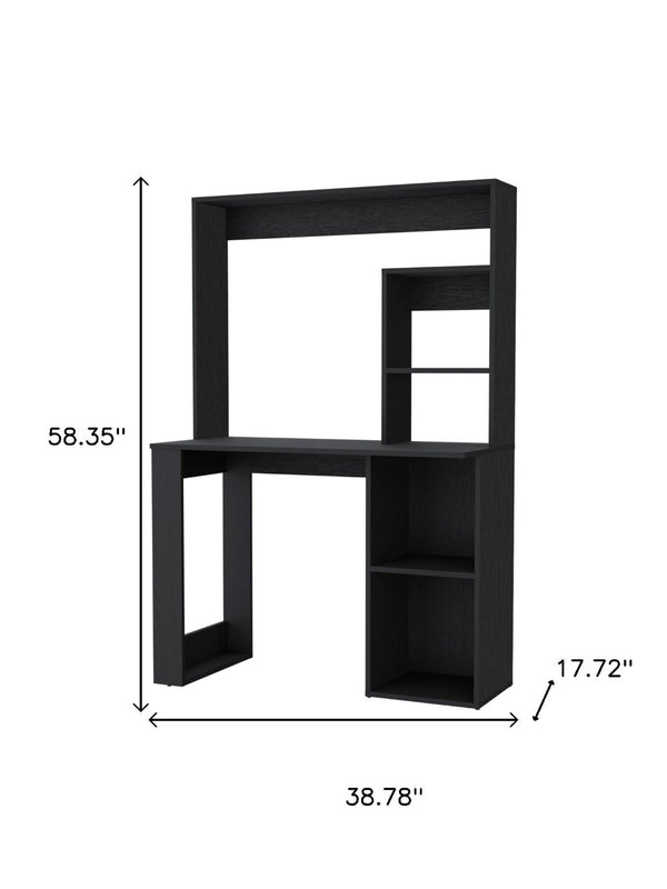 HomeRoots 39" Black Computer Desk – Modern Ergonomic Design with Integrated Storage for Home Office Efficiency 535150