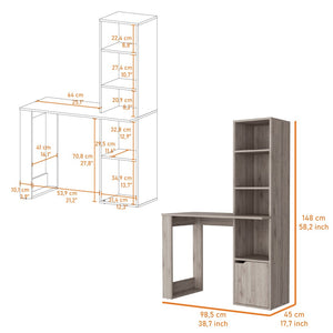 HomeRoots 39" Gray Computer Desk - Sleek L-Shaped Design for Home Office, Modern Style, Ample Storage & Durability 535151