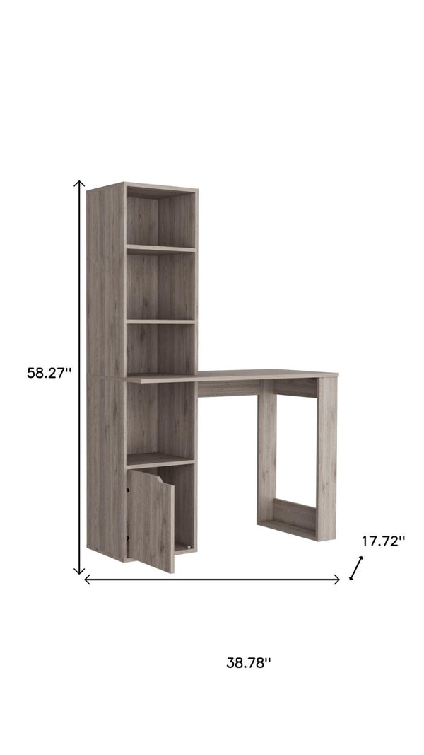 HomeRoots 39" Gray Computer Desk - Sleek L-Shaped Design for Home Office, Modern Style, Ample Storage & Durability 535151