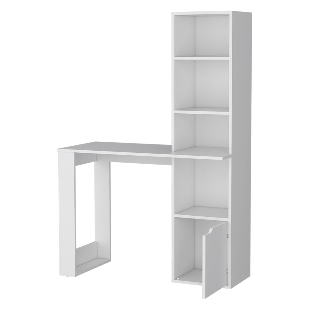 HomeRoots 39" Elegant White L/H-Shape Computer Desk with Integrated Storage for Modern Home Offices & Studios 535152