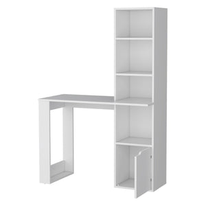 HomeRoots 39" Elegant White L/H-Shape Computer Desk with Integrated Storage for Modern Home Offices & Studios 535152