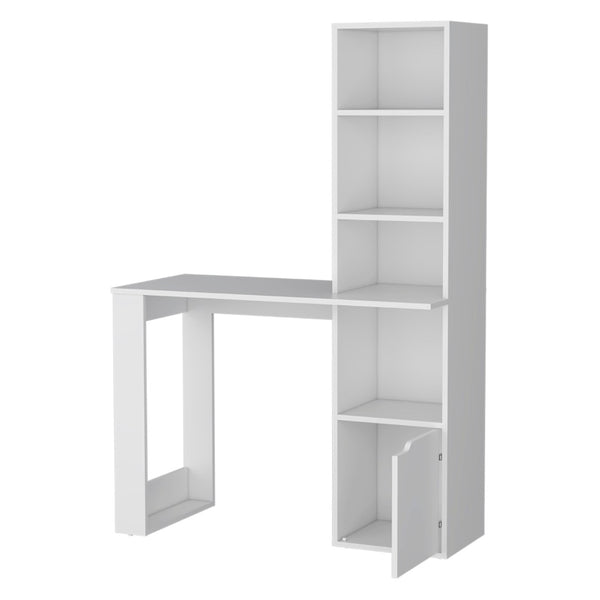 HomeRoots 39" Elegant White L/H-Shape Computer Desk with Integrated Storage for Modern Home Offices & Studios 535152