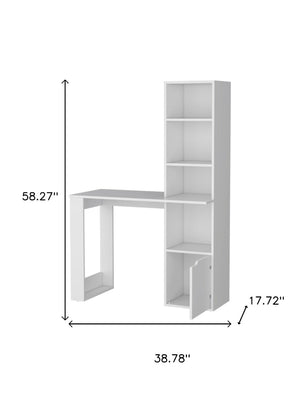 HomeRoots 39" Elegant White L/H-Shape Computer Desk with Integrated Storage for Modern Home Offices & Studios 535152