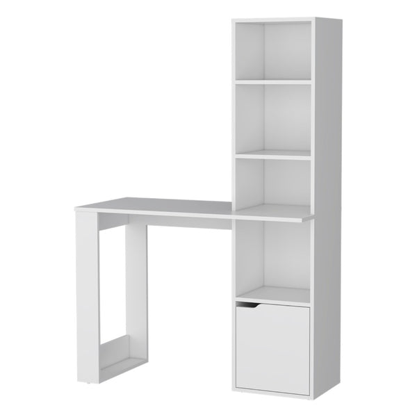 HomeRoots 39" Elegant White L/H-Shape Computer Desk with Integrated Storage for Modern Home Offices & Studios 535152