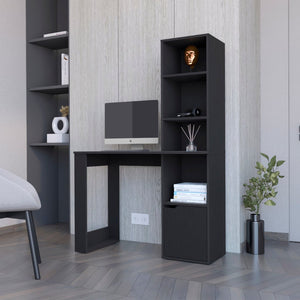 HomeRoots 39" Black Computer Desk - Sleek L-Shaped Design with Storage, Perfect for Home Office & Small Spaces! 535153