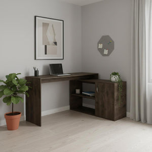HomeRoots 60" Dark Brown Wood L-Shaped Writing Desk - Stylish, Durable & Space-Saving Ideal for Home Offices 535154