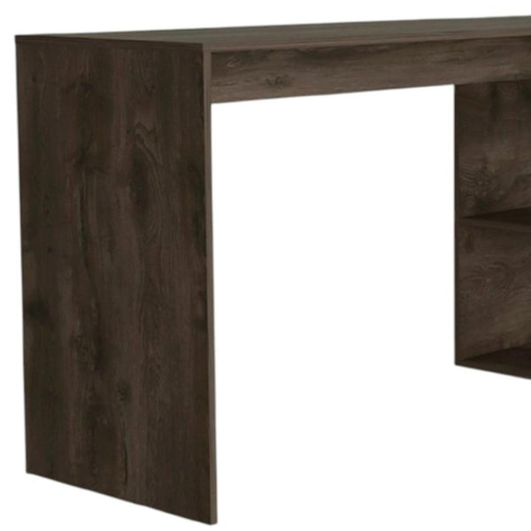 HomeRoots 60" Dark Brown Wood L-Shaped Writing Desk - Stylish, Durable & Space-Saving Ideal for Home Offices 535154