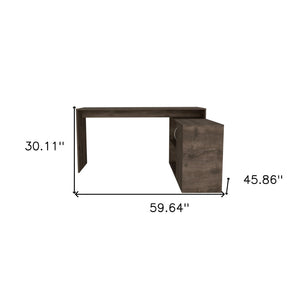 HomeRoots 60" Dark Brown Wood L-Shaped Writing Desk - Stylish, Durable & Space-Saving Ideal for Home Offices 535154