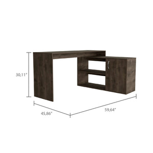HomeRoots 60" Dark Brown Wood L-Shaped Writing Desk - Stylish, Durable & Space-Saving Ideal for Home Offices 535154