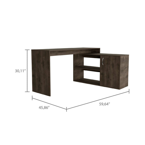 HomeRoots 60" Dark Brown Wood L-Shaped Writing Desk - Stylish, Durable & Space-Saving Ideal for Home Offices 535154