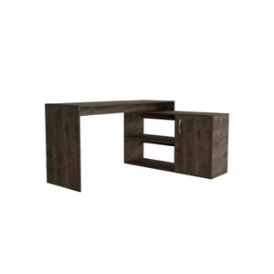 HomeRoots 60" Dark Brown Wood L-Shaped Writing Desk - Stylish, Durable & Space-Saving Ideal for Home Offices 535154