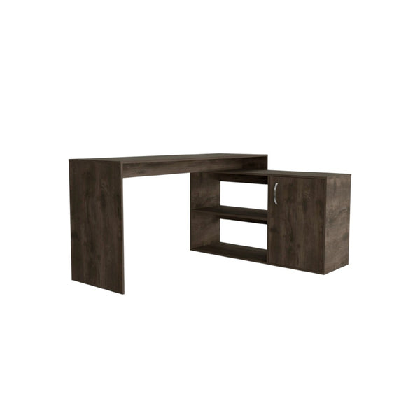 HomeRoots 60" Dark Brown Wood L-Shaped Writing Desk - Stylish, Durable & Space-Saving Ideal for Home Offices 535154