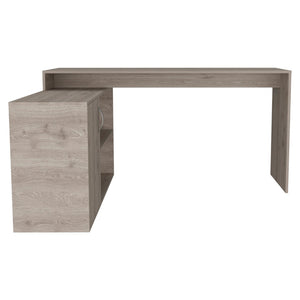HomeRoots 60" Light Gray Wood L-Shaped Writing Desk - Modern Workspace with Ample Storage for Home Office Use 535155