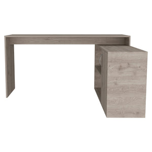 HomeRoots 60" Light Gray Wood L-Shaped Writing Desk - Modern Workspace with Ample Storage for Home Office Use 535155