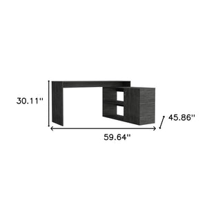 HomeRoots 60" Dark Gray L-Shaped Writing Desk - Stylish, Space-Saving Office Solution with Ample Storage Space 535157