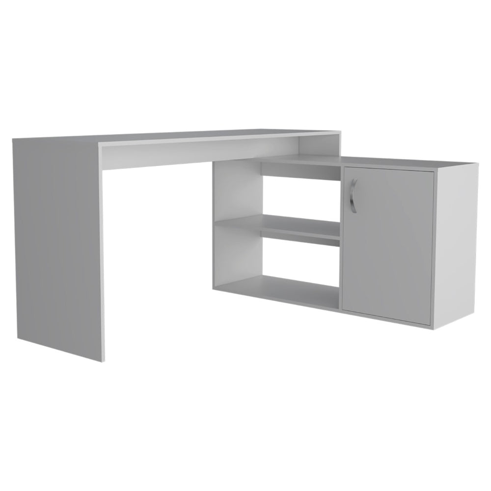HomeRoots 60" White L-Shaped Writing Desk for Home Office – Stylish, Compact, and Efficient Workspace Solution 535158