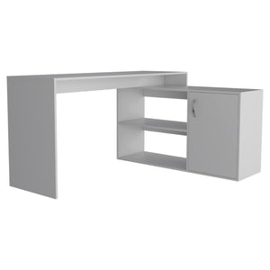 HomeRoots 60" White L-Shaped Writing Desk for Home Office – Stylish, Compact, and Efficient Workspace Solution 535158
