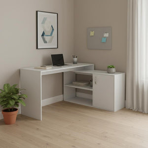 HomeRoots 60" White L-Shaped Writing Desk for Home Office – Stylish, Compact, and Efficient Workspace Solution 535158