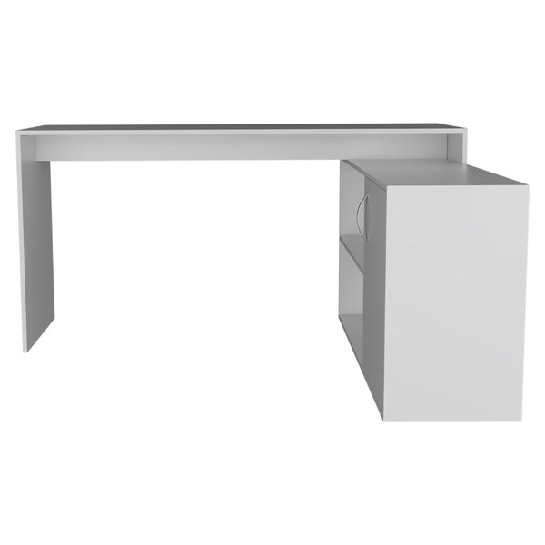 HomeRoots 60" White L-Shaped Writing Desk for Home Office – Stylish, Compact, and Efficient Workspace Solution 535158