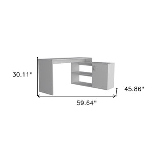 HomeRoots 60" White L-Shaped Writing Desk for Home Office – Stylish, Compact, and Efficient Workspace Solution 535158