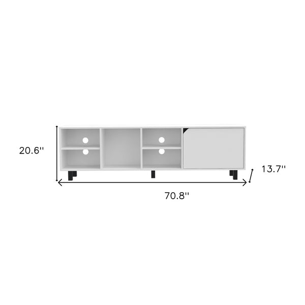 HomeRoots 71" White Wood Open Shelving Entertainment Center & Bookcase - Modern Storage for TVs & Decor 535161