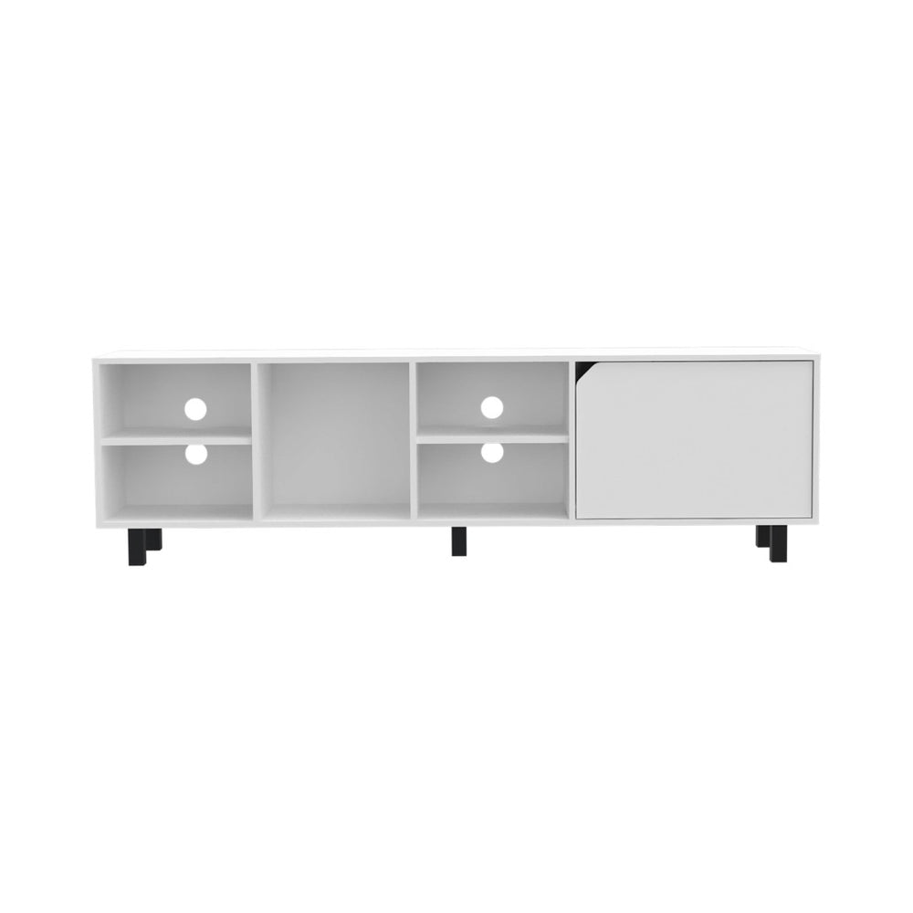 HomeRoots 71" White Wood Open Shelving Entertainment Center & Bookcase - Modern Storage for TVs & Decor 535161