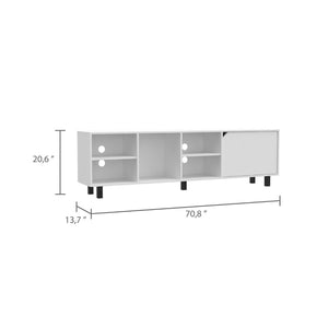 HomeRoots 71" White Wood Open Shelving Entertainment Center & Bookcase - Modern Storage for TVs & Decor 535161