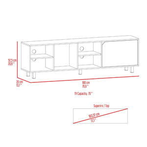 HomeRoots 71" White Wood Open Shelving Entertainment Center & Bookcase - Modern Storage for TVs & Decor 535161