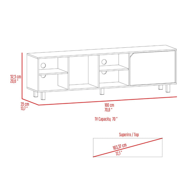 HomeRoots 71" White Wood Open Shelving Entertainment Center & Bookcase - Modern Storage for TVs & Decor 535161