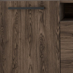 HomeRoots 59" Brown Wood TV Stand with Enclosed Storage & Open Shelves for Media & Decorative Display Solutions 535162