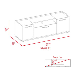 HomeRoots 59" Brown Wood TV Stand with Enclosed Storage & Open Shelves for Media & Decorative Display Solutions 535162
