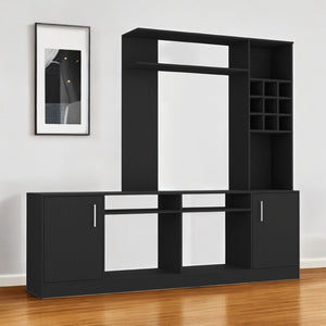 HomeRoots 78" Modern Black Wood Entertainment Center with Bookcase & Open Storage for Stylish Living Spaces 535163